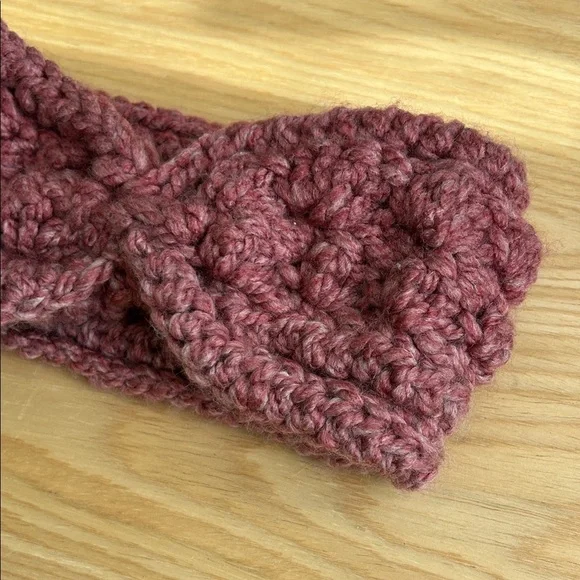 Handcrafted Knit Headband in Antique Rose, super soft - Picture 3 of 6